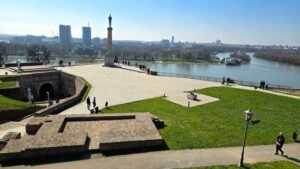 The Victor monument at Kalemegdan fortress in Belgrade.